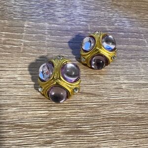 Elegant Gold and Purple Women's Earrings